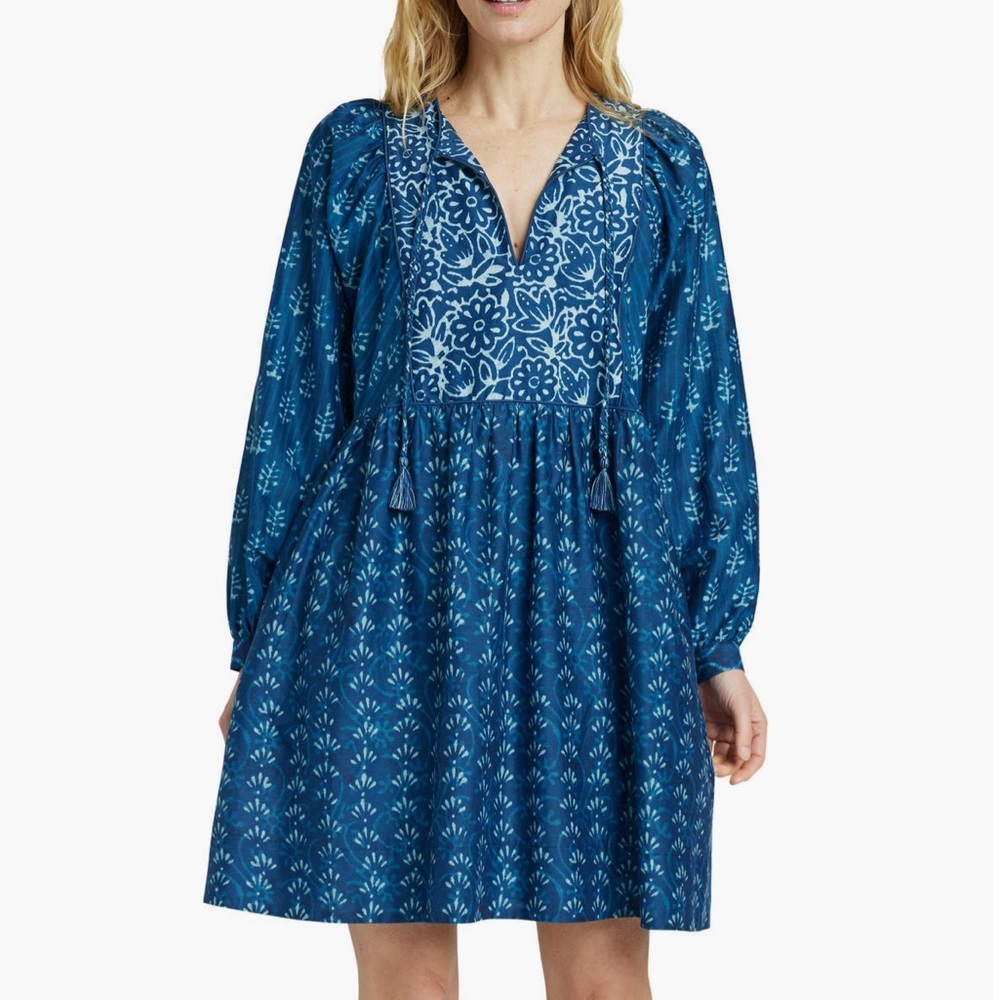 Nwt Faherty Solstice Cotton Silk Dress Sunburst Mix